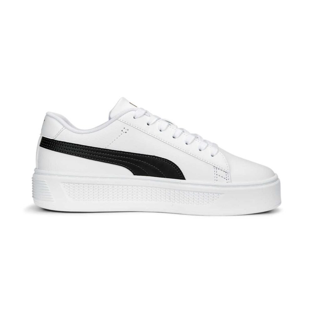 Zapatillas Puma Smash Platform v3 Blanco Negro Dorado Mujer