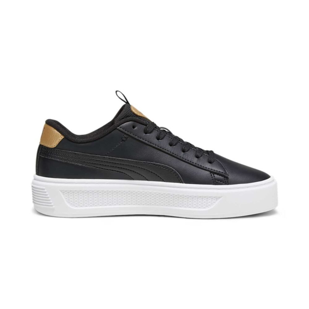 Zapatillas Puma Smash Platform v3 Pop Up Metallics Negro Dorado Mujer